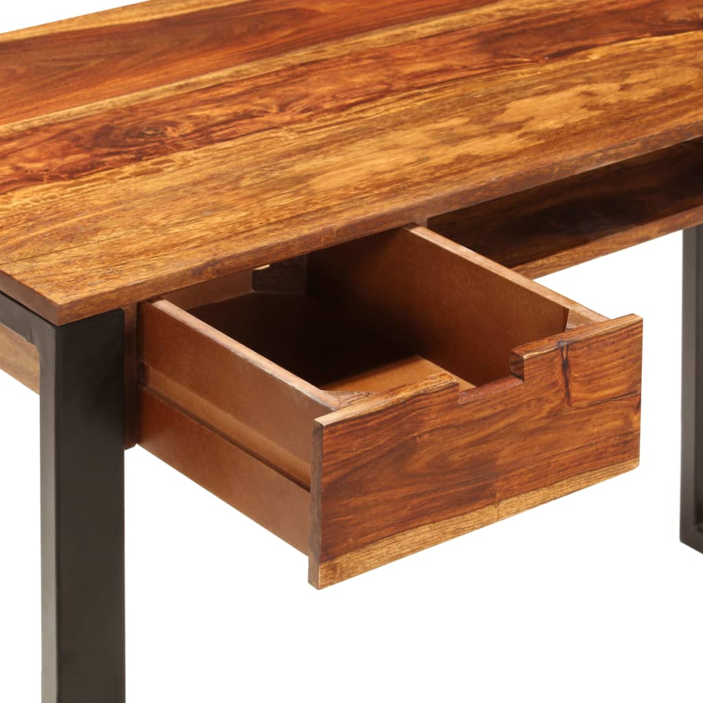 Schreibtisch 110 x 55 x 78 cm Massivholz Akazie und Stahl