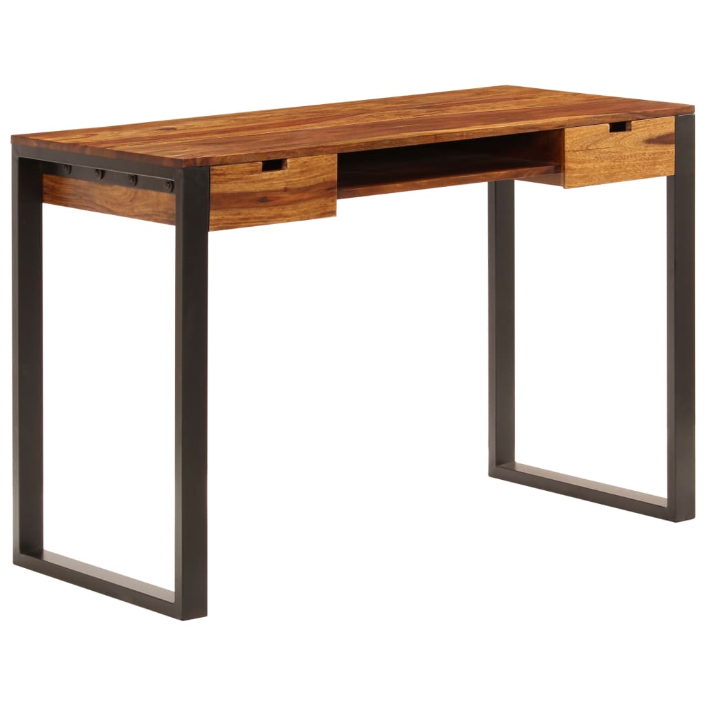Schreibtisch 110 x 55 x 78 cm Massivholz Akazie und Stahl