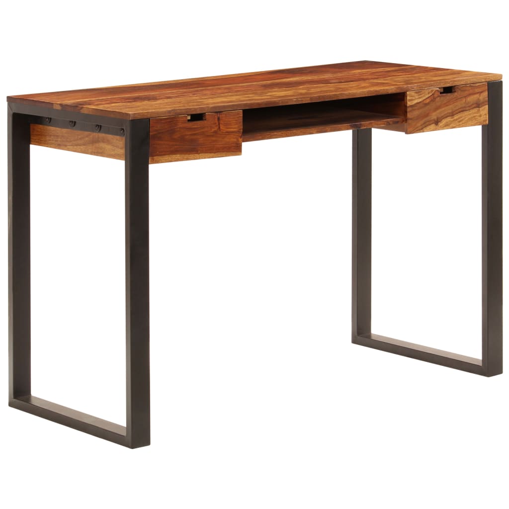 Schreibtisch 110 x 55 x 78 cm Massivholz Akazie und Stahl