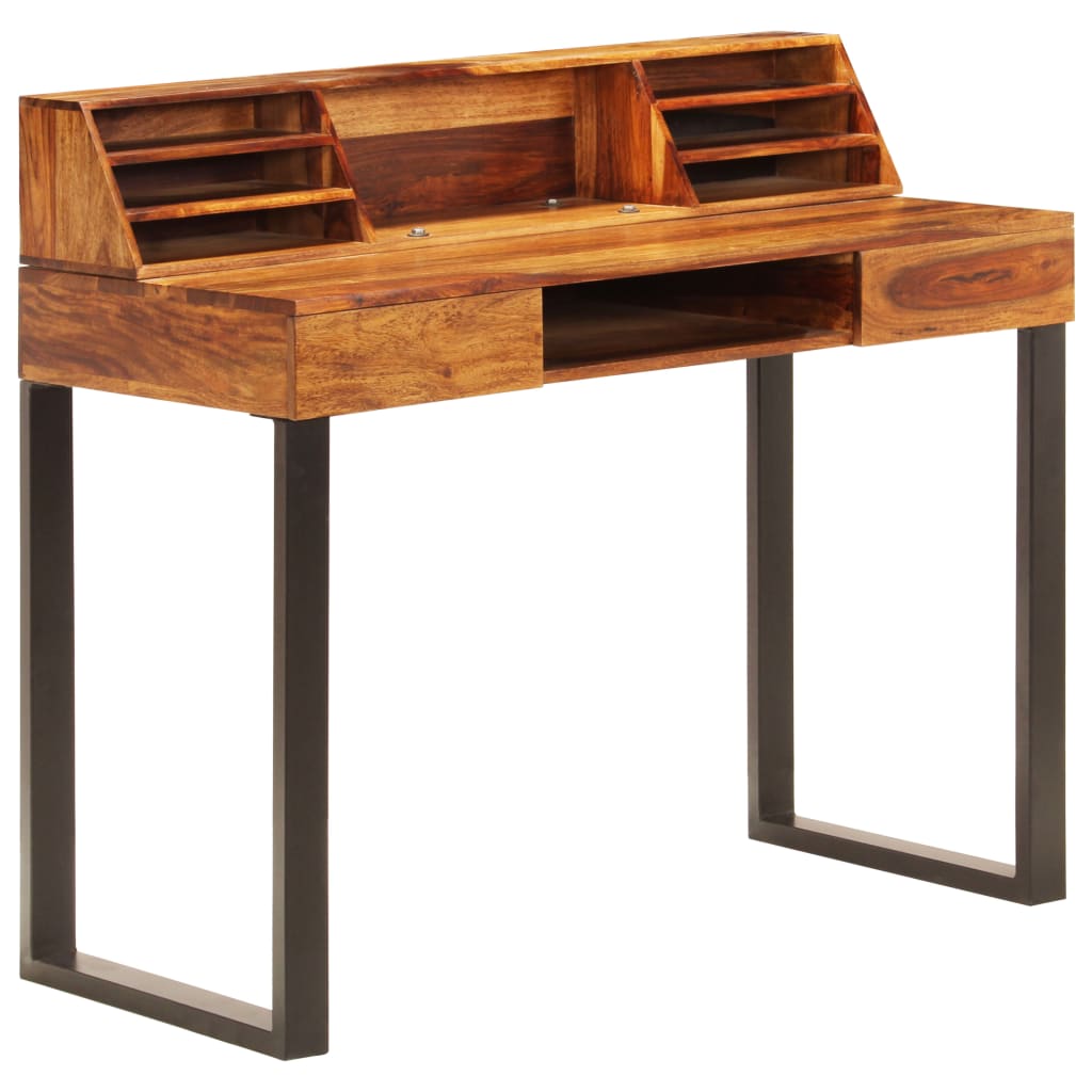 Schreibtisch 110 x 50 x 94 cm Massivholz Akazie und Stahl
