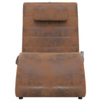 Massage Chaiselongue mit Kissen Braun Wildleder-Optik