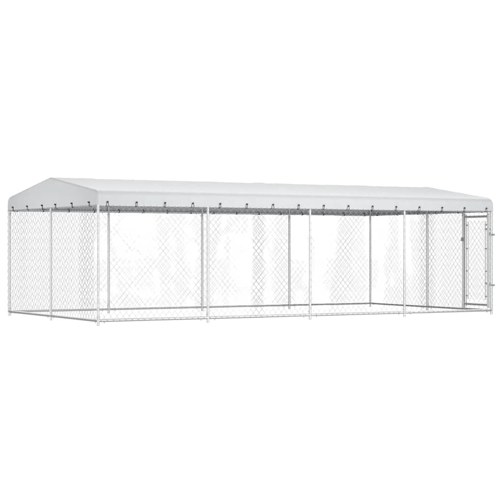 Outdoor-Hundezwinger mit Überdachung 7,6x3,8x2,3 m