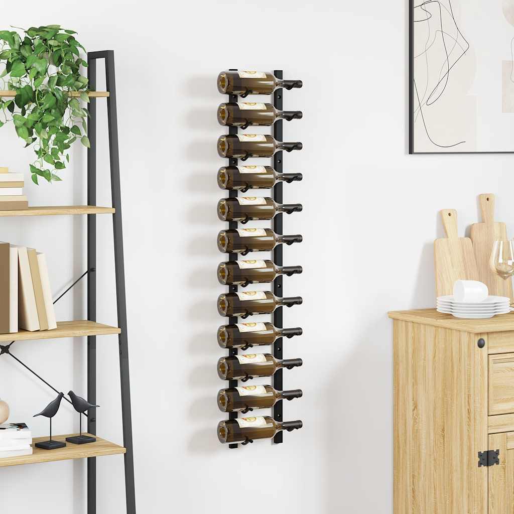 Wand-Weinregal für 12 Flaschen Schwarz Eisen