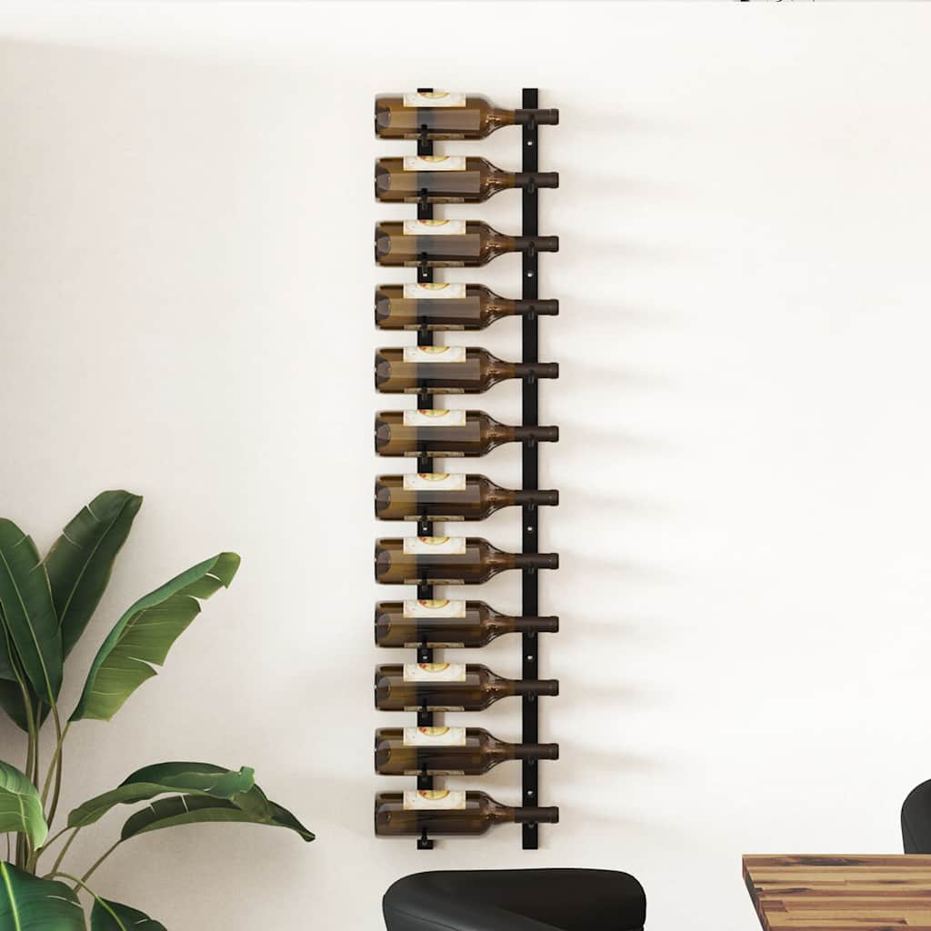 Wand-Weinregal für 12 Flaschen Schwarz Eisen