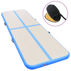 Aufblasbare Gymnastikmatte mit Pumpe 400x100x10 cm PVC Blau