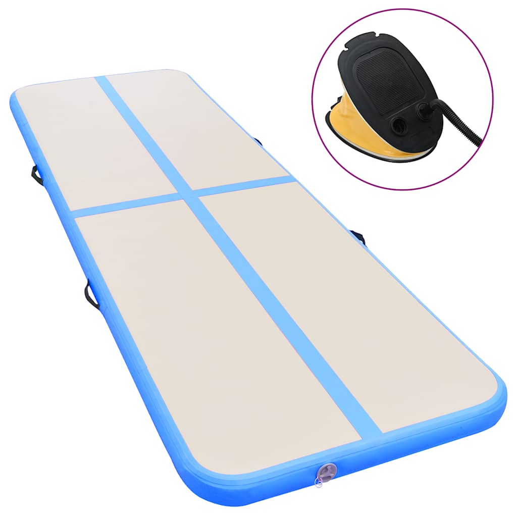 Aufblasbare Gymnastikmatte mit Pumpe 400x100x10 cm PVC Blau