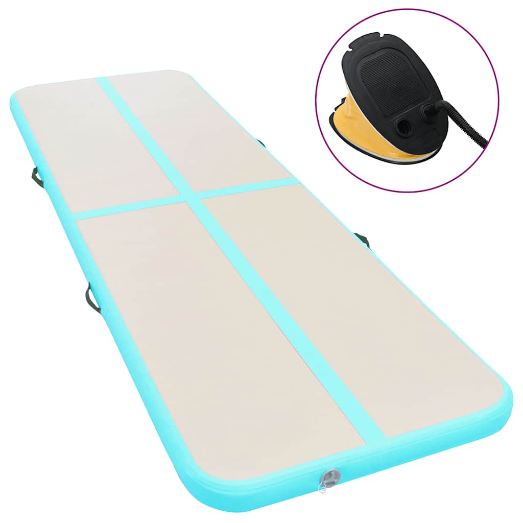 Aufblasbare Gymnastikmatte mit Pumpe 600x100x10 cm PVC Grün