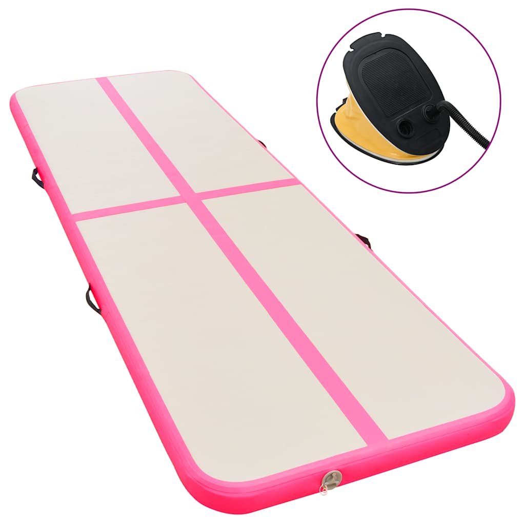 Aufblasbare Gymnastikmatte mit Pumpe 800×100×10 cm PVC Rosa