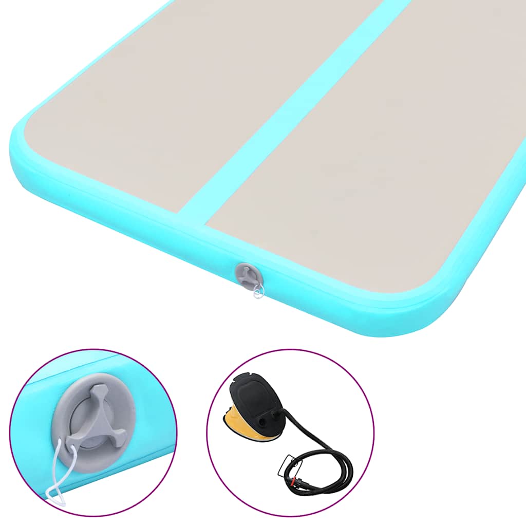 Aufblasbare Gymnastikmatte mit Pumpe 800x100x10 cm PVC Grün