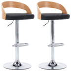Barhocker 2 Stk. Schwarz Kunstleder und Bugholz