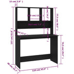 Schreibtisch mit Regalen Schwarz 110x45x157 cm Holzwerkstoff