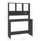 Schreibtisch mit Regalen Grau 110x45x157 cm Holzwerkstoff