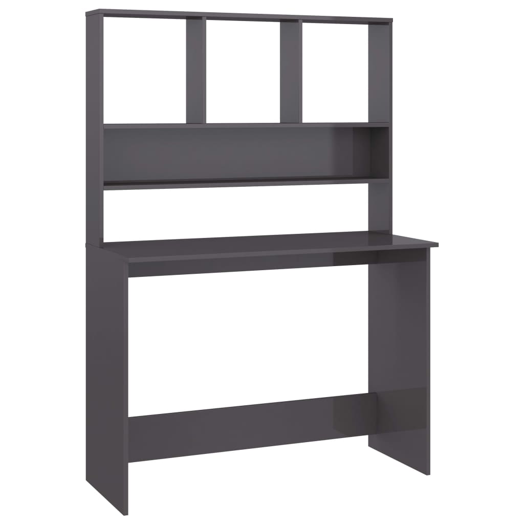 Schreibtisch mit Regalen Hochglanz-Grau 110x45x157 cm