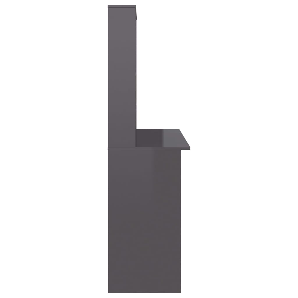 Schreibtisch mit Regalen Hochglanz-Grau 110x45x157 cm