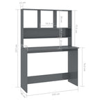 Schreibtisch mit Regalen Hochglanz-Grau 110x45x157 cm