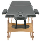Massageliege 3-Zonen Holzgestell Anthrazit 186x68 cm
