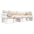 2-tlg. Garten-Palettensofa-Set Kissen in Sandfarben Kiefernholz