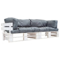 2-tlg. Garten-Palettensofa-Set Kissen in Grau Kiefernholz