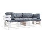 2-tlg. Garten-Palettensofa-Set Kissen in Grau Kiefernholz