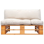 Outdoor-Sofa Paletten mit Kissen in Sandfarben Kiefernholz