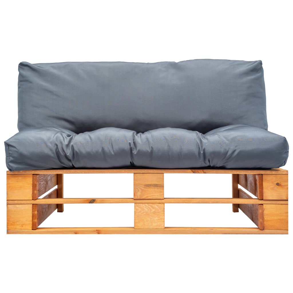 Outdoor-Sofa Paletten mit Kissen in Grau Kiefernholz
