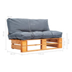 Outdoor-Sofa Paletten mit Kissen in Grau Kiefernholz