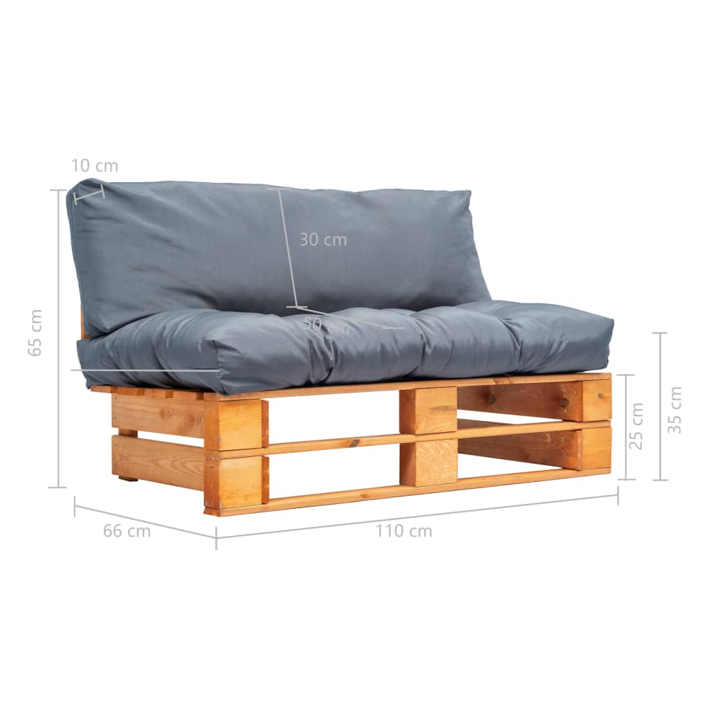Outdoor-Sofa Paletten mit Kissen in Grau Kiefernholz