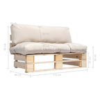 Outdoor-Sofa Paletten mit Kissen in Sandfarben Kiefernholz