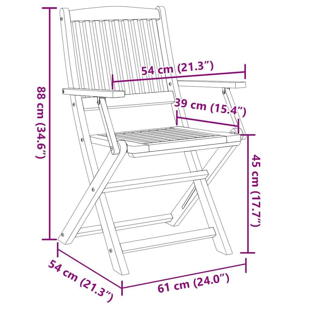 Klappbare Gartenstühle 4 Stk. Massivholz Akazie