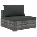 4-tlg. Garten-Lounge-Set mit Auflagen Poly Rattan Grau