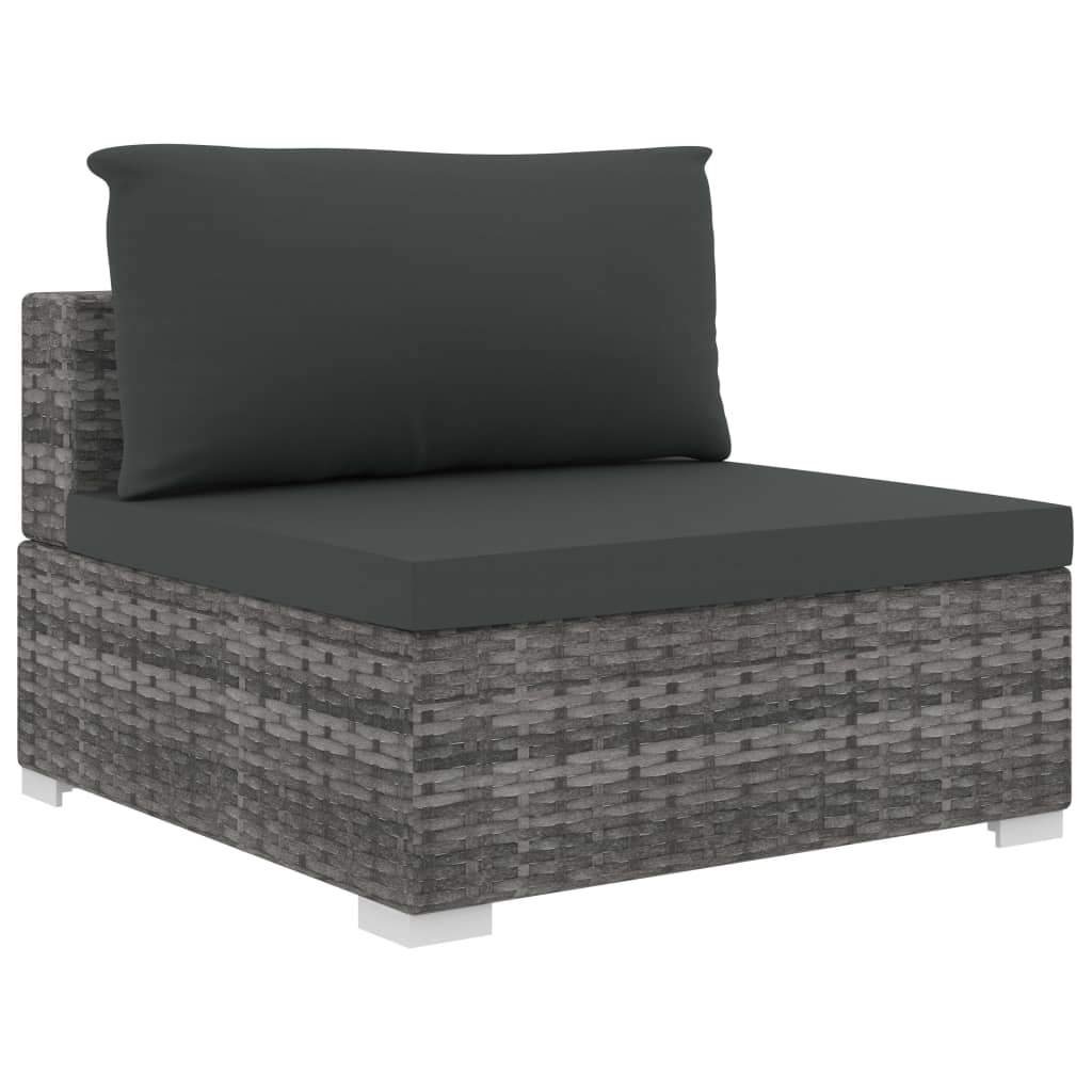 4-tlg. Garten-Lounge-Set mit Auflagen Poly Rattan Grau