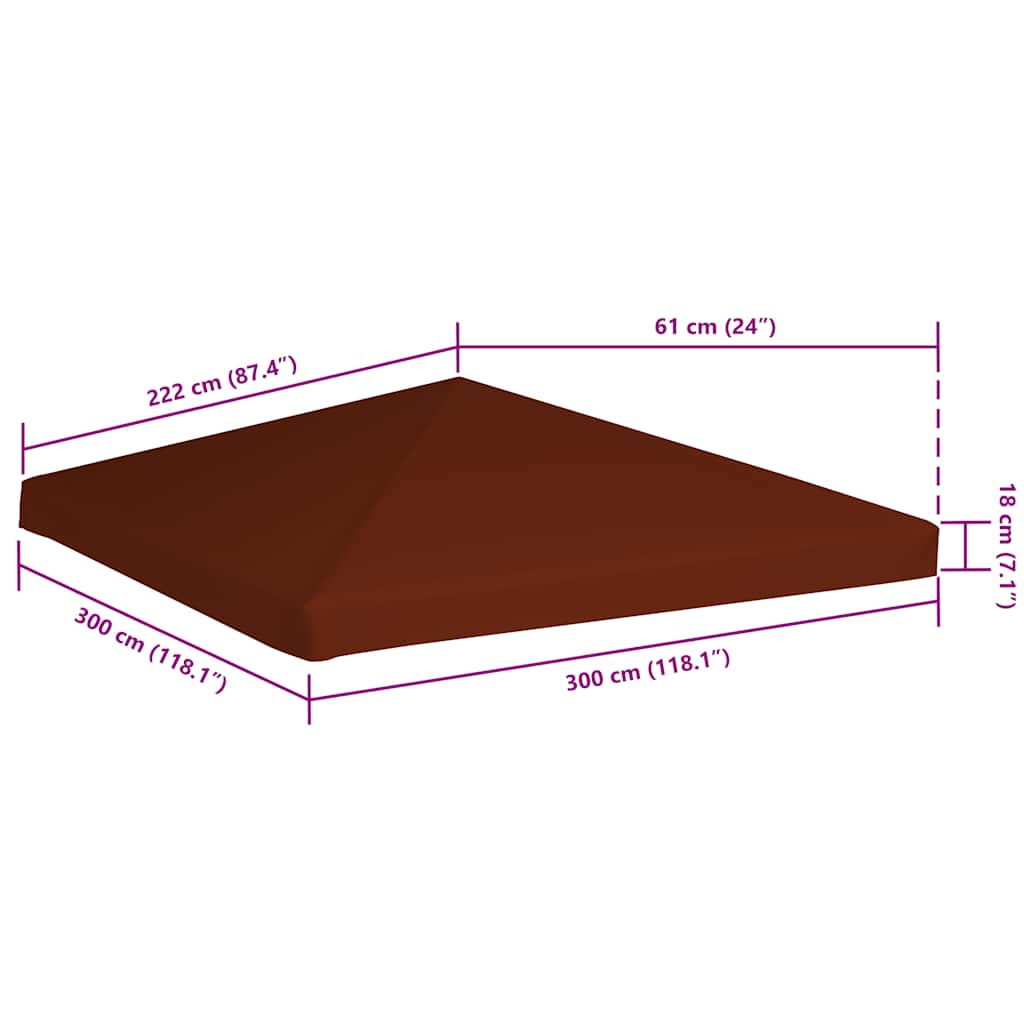 Pavillondach 310 g / m² 3x3 m Terrakotta