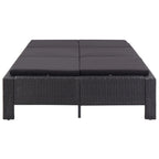 2-Personen-Sonnenliege mit Auflage Schwarz Poly Rattan