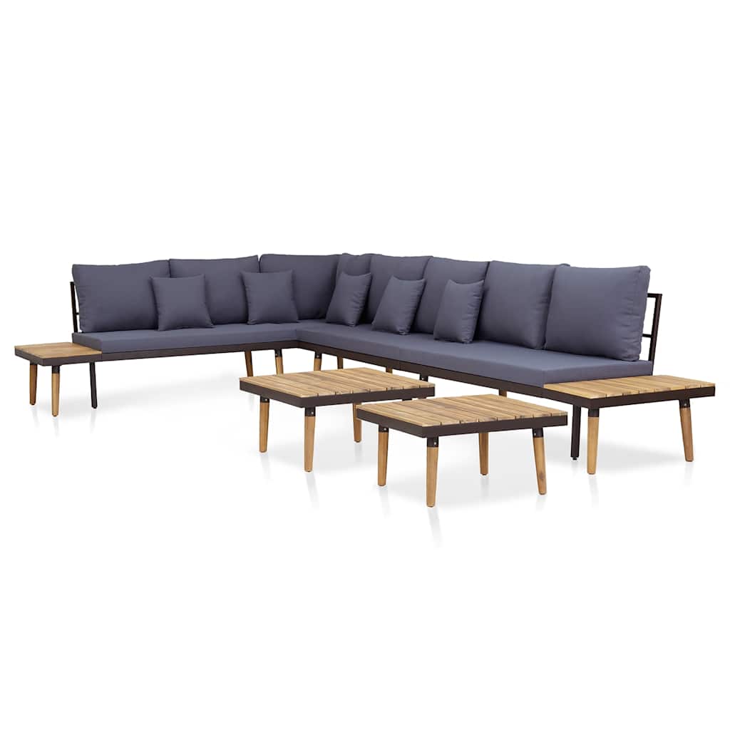 7-tlg. Garten-Lounge-Set mit Kissen Massivholz Akazie Braun