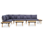 7-tlg. Garten-Lounge-Set mit Kissen Massivholz Akazie Braun