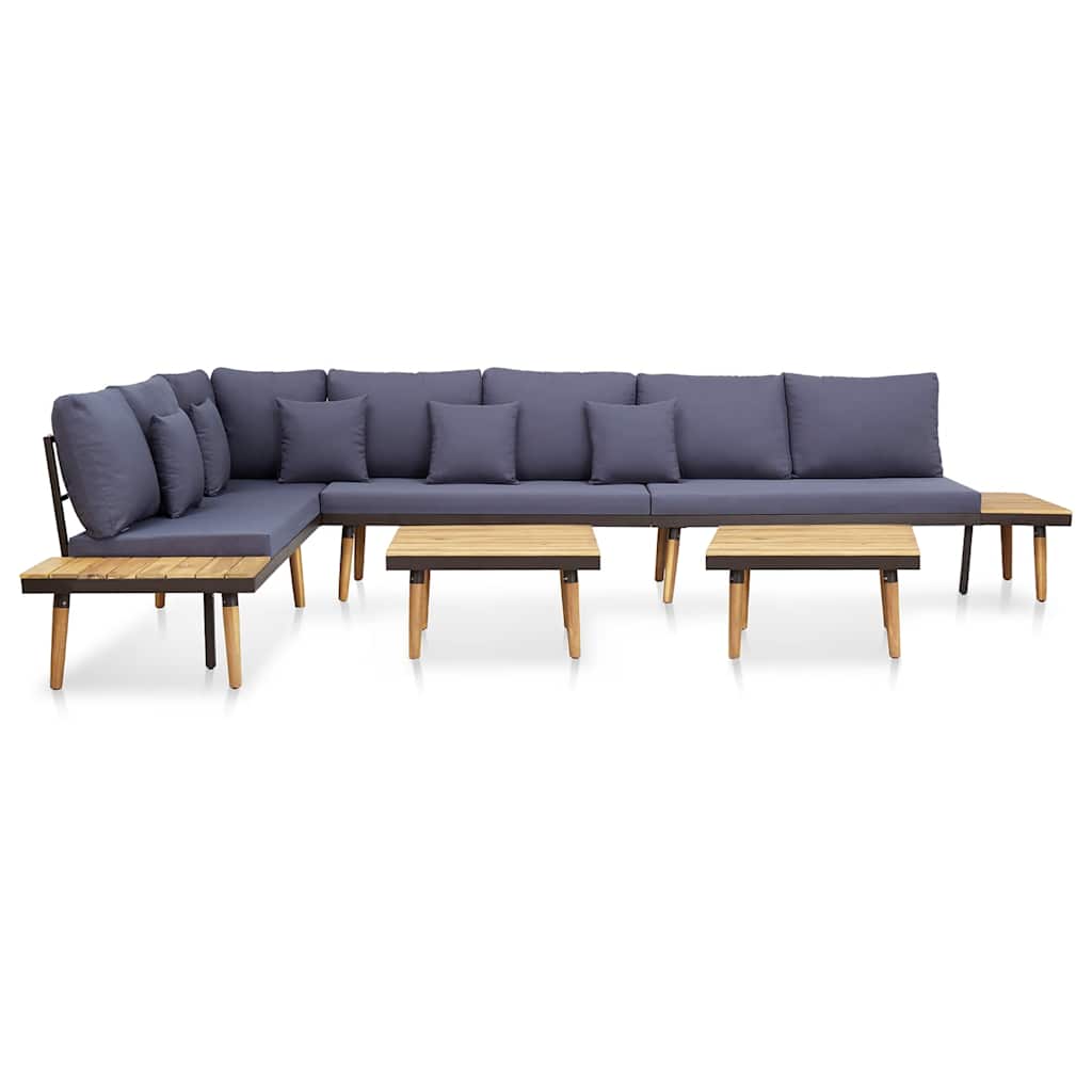 7-tlg. Garten-Lounge-Set mit Kissen Massivholz Akazie Braun