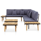 7-tlg. Garten-Lounge-Set mit Kissen Massivholz Akazie Braun