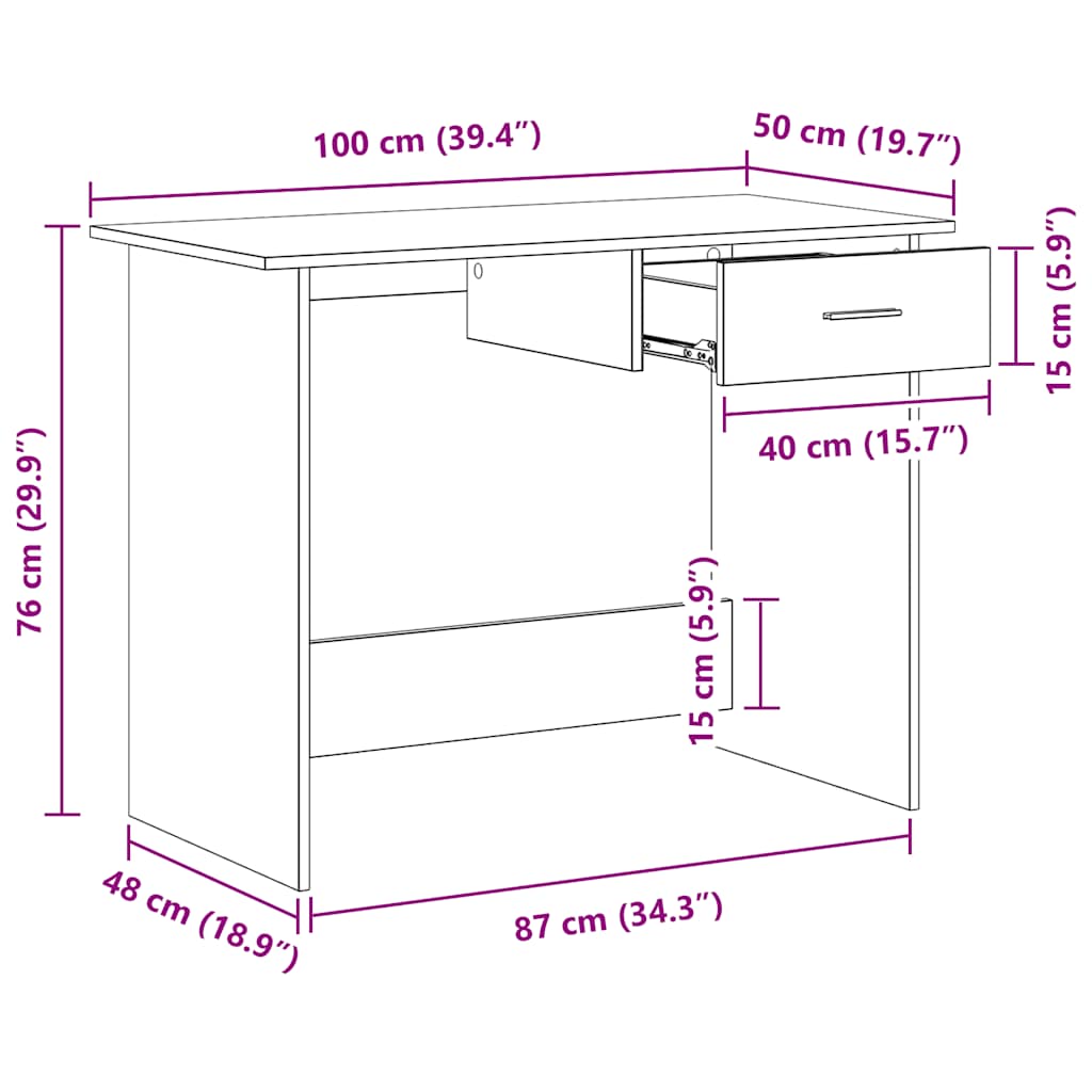 Schreibtisch Betongrau 100×50×76 cm Holzwerkstoff