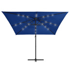 Ampelschirm mit LED-Beleuchtung Stahl-Mast 250x250 cm Azurblau