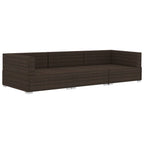 3-tlg. Garten-Sofagarnitur mit Auflagen Poly Rattan Braun