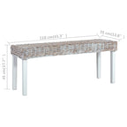 Sitzbank 110 cm Weiß Natur Kubu-Rattan und Massivholz Mahagoni