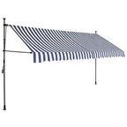 Einziehbare Markise Handbetrieben mit LED 400 cm Blau und Weiß