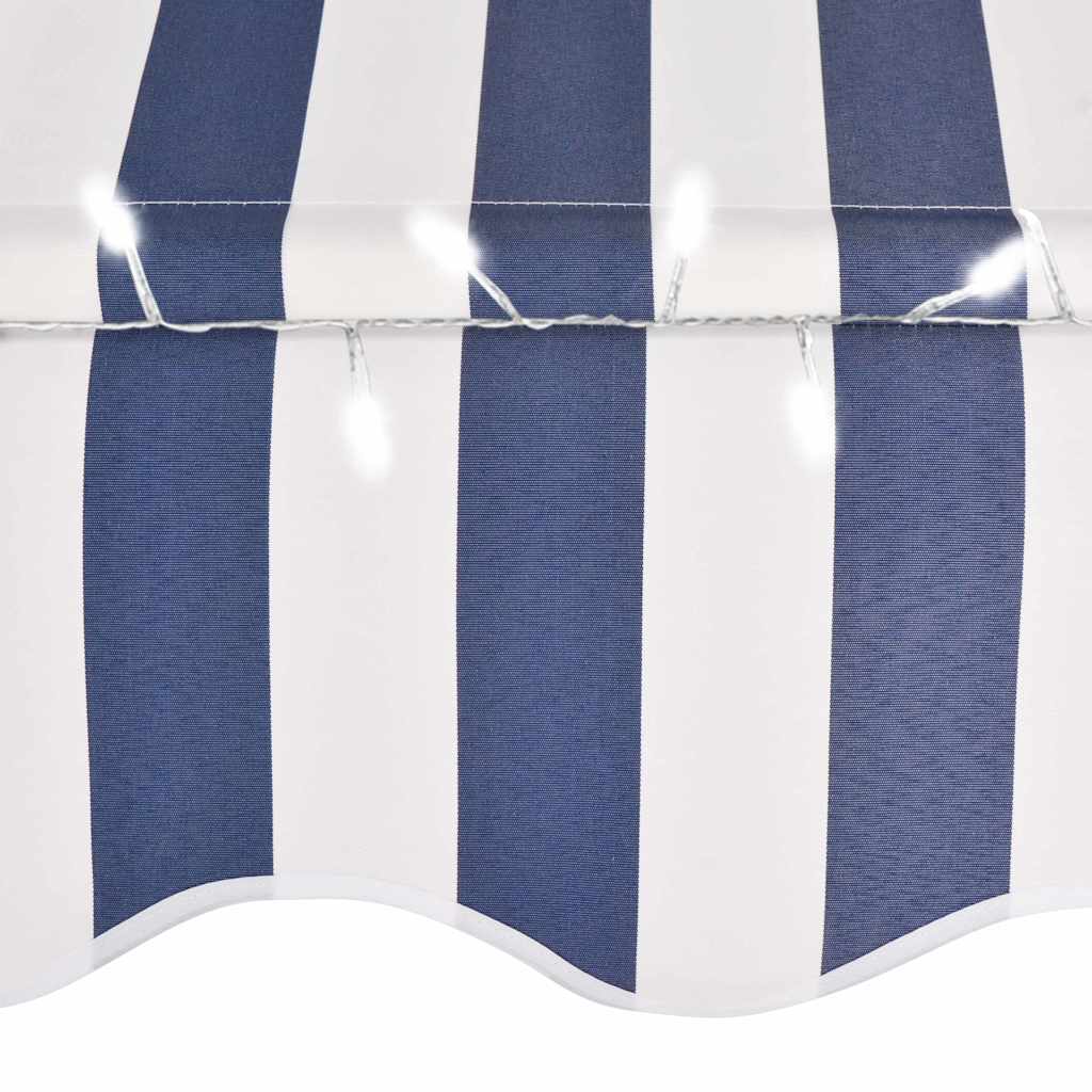 Einziehbare Markise Handbetrieben mit LED 400 cm Blau und Weiß