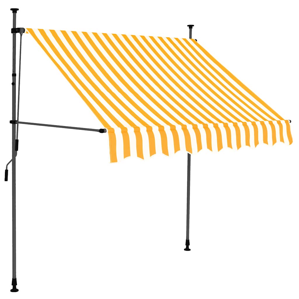 Einziehbare Markise Handbetrieben mit LED 150 cm Weiß Orange