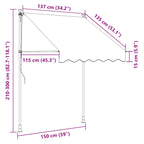 Einziehbare Markise Handbetrieben mit LED 150 cm Anthrazit