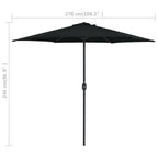 Sonnenschirm mit Aluminium-Mast 270x246 cm Schwarz