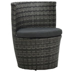 3-tlg. Bistro-Set mit Auflagen Poly Rattan Grau
