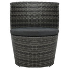 3-tlg. Bistro-Set mit Auflagen Poly Rattan Grau