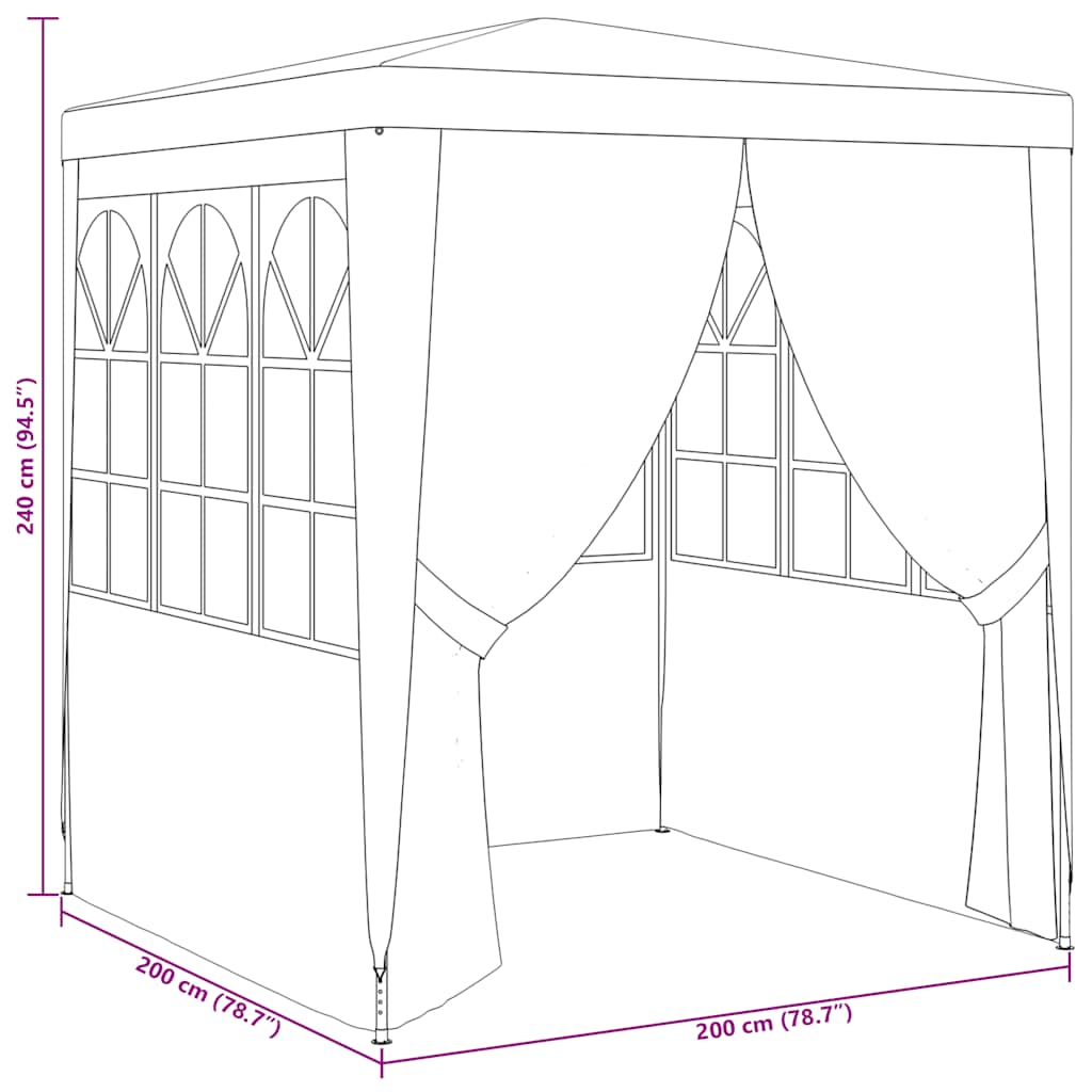 Profi-Partyzelt mit Seitenwänden 2×2m Weiß 90 g/m²