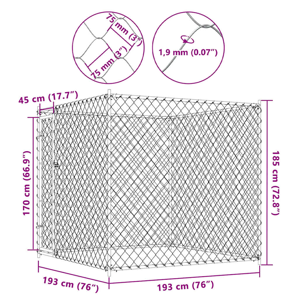 Outdoor-Hundezwinger 193x193x185 cm